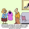 Cartoon: Es kommt DOCH auf die Grösse an (small) by Karsten Schley tagged frauen,männer,mode,bekleidung,shopping,freundschaft,ego,angeben,gewicht,schönheit