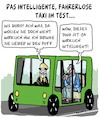 Cartoon: Fahrerloses Taxi (small) by Karsten Schley tagged technik,computer,fahrsysteme,verkehr,wissenschaft,transport,wirtschaft,politik