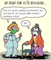 Cartoon: Im Altenheim (small) by Karsten Schley tagged rockmusik,rentner,altenheime,kiss,gene,simmons,masken,ruhm,medien