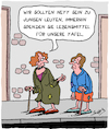 Cartoon: Immerhin (small) by Karsten Schley tagged alter,renten,rentner,altersarmut,jugend,tafeln,suppenküchen,geld,gesellschaft,politik