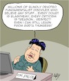 Cartoon: Kim Jong-Un has Respect! (small) by Karsten Schley tagged north,korea,kim,jong,un,greta,environment,religion,politics,climate,media,society
