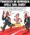 Cartoon: Olympia 2024 (small) by Karsten Schley tagged olympia,sicherheit,frankreich,terrorwarnung,anschläge,terrorwarnstufen,polizei,sport,medien,gesellschaft