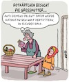 Cartoon: Rotkäppchen besucht Oma (small) by Karsten Schley tagged rotkäppchen,märchen,sagen,familie,grosseltern,alter,wölfe,metaphern,gesellschaft
