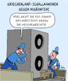 Cartoon: Schallkanonen (small) by Karsten Schley tagged griechenland,migranten,europa,grenzschutz,polizei,asyl,flüchtlinge,politik