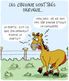 Cartoon: Tres Nerveux (small) by Karsten Schley tagged chevaux,nervosite,animaux,nature,psychisme