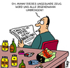 Cartoon: Ungesund (small) by Karsten Schley tagged ernährung,genfood,gesundheit,alkohol,zigaretten,drogen,rauchverbot,gesellschaft