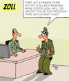 Cartoon: Zölle (small) by Karsten Schley tagged wirtschaft,import,export,zölle,gebühren,strafzölle,kosten,politik,usa,europa,handel,handelskrieg,verbraucher,gesellschaft