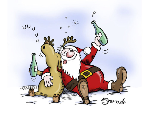 Cartoon: Santa and Rudolph (medium) by Egero tagged eger,oliver,egero,rudolph,rudolf,nikolaus,santa,mas,xmas,christmas,merry