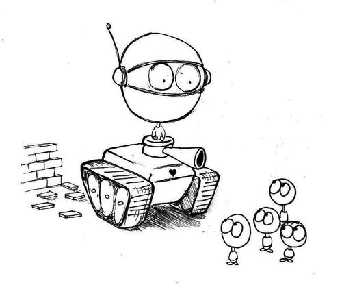 Cartoon: Armoured tank of peace and love (medium) by urbanmonk tagged war