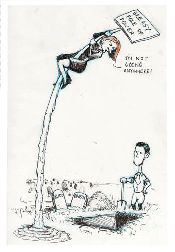 Cartoon: The Grave Beckons (medium) by urbanmonk tagged julia,gillard,labour,leadership,prime,minister