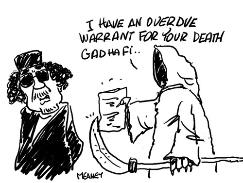 Cartoon: Finally! (medium) by John Meaney tagged kill,gadaffi,death