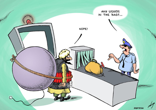 Cartoon: Airport security (medium) by rodrigo tagged airport,security,body,scanner,terrorism,terror,bomb,police
