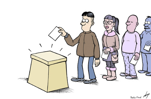 Cartoon: Almost democratic elections (medium) by rodrigo tagged freedom,voting,ballots,democracy,elections