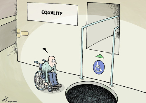 Cartoon: Architectural barriers (medium) by rodrigo tagged disabled,citizen,access,equality,architecture,handicapped