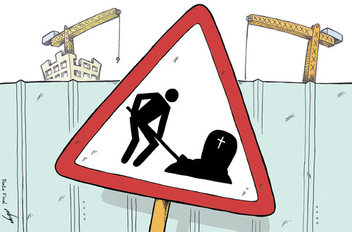 Cartoon: Deadly safety at work (medium) by rodrigo tagged work,safety,death,workers,construction,accident