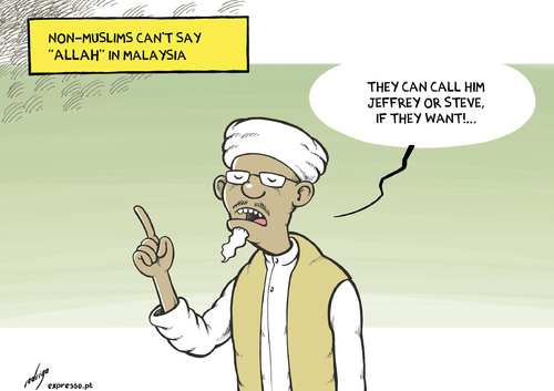Cartoon: Divine exclusivism (medium) by rodrigo tagged malaysia,religion,muslims,islam,allah,god,extremism