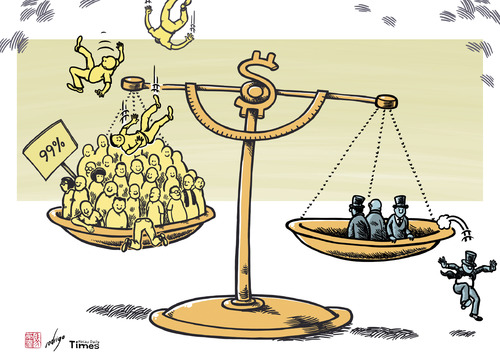 Cartoon: Economic gap (medium) by rodrigo tagged rich,poor,one,percent,richest,fortune,inequality