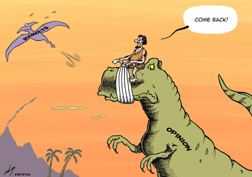 Cartoon: Economic opinion (medium) by rodrigo tagged economic,opinion,analysis,trex,dinosaur,market