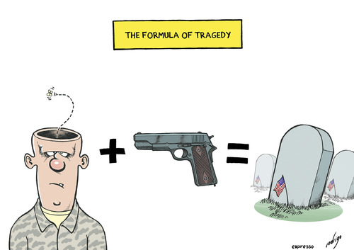 Cartoon: Fort Hood terror (medium) by rodrigo tagged us,usa,united,states,fort,hood,shooting,terror,tragedy,killing