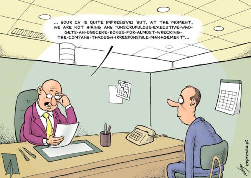 Cartoon: Get me a job (medium) by rodrigo tagged unemployment,work,society,economy,job,aig,crisis,jobless,bonus,bailout