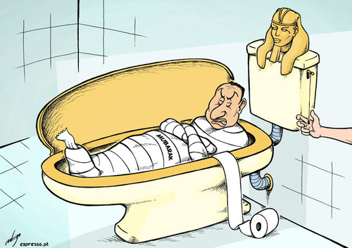 Cartoon: Hosni Mummybarak (medium) by rodrigo tagged egypt,hosni,mubarak,protest,rally,revolution,millions,democracy,mummy