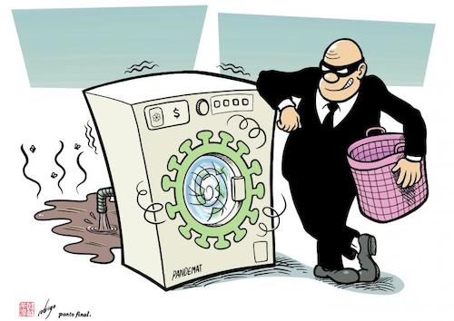 Cartoon: Pandemic washings (medium) by rodrigo tagged covid19,coronavirus,pandemic,health,society,international,politics,economy,crime,money,laundering,fraud,tax,evasion