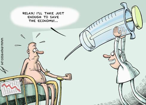 Cartoon: Taxpayers cure the crisis (medium) by rodrigo tagged economy,crisis,financial,international,taxpayer,plan