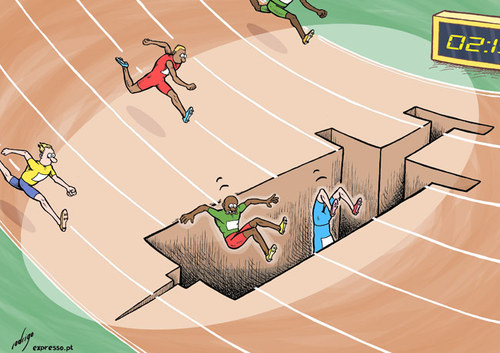 Cartoon: The doping trap (medium) by rodrigo tagged doping,sport,track,field,athletics,nandrolone,epo,hormon,drug