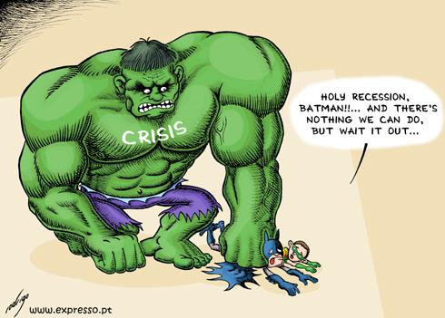 Cartoon: The Inflatable Hulkonomy (medium) by rodrigo tagged hulk,batman,robin,economy,crisis,recession,inflation,prices