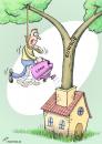 Cartoon: House paying struggle (small) by rodrigo tagged euribor,credit,loan,housing,bank,eu,europe,crisis,money,economy,society