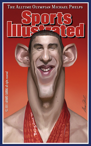 Cartoon: Michael Phelps (medium) by alvarocabral tagged caricature