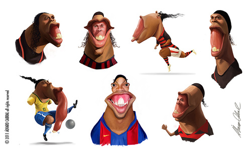 Cartoon: Ronaldinho Gaucho (medium) by alvarocabral tagged caricature