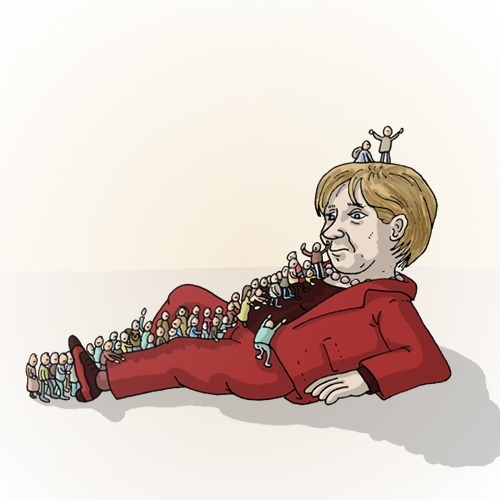 Cartoon: Merkel und die Flüchtlingsfrage (medium) by Rainer Demattio tagged basis,cdu,sturz,politiker,politik,merkel,flüchtlinge,schaeuble,schäuble,lawine,flucht,deutschland,angela