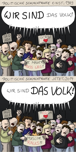 Cartoon: PEGIDA - Wir sind das Volk! (medium) by Rainer Demattio tagged 1989,afd,ddr,demonstration,deutschland,fremdenfeindlichkeit,islam,muslime,nationalismus,partei,pegida,politik,religion,sed,wende,wir,sind,das,volk