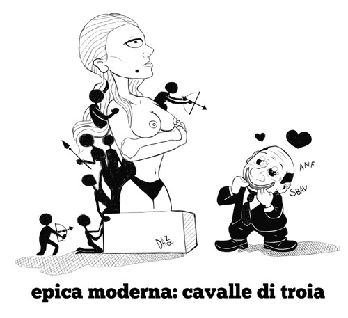 Cartoon: cavalle di troia (medium) by dan8 tagged berlusconi,satira,politica,storia,mitologia,epica