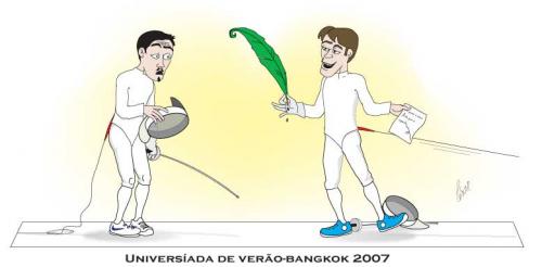 Cartoon: A pena e mais forte que a espada (medium) by besereno tagged esgrima,sport,desporto,fencing