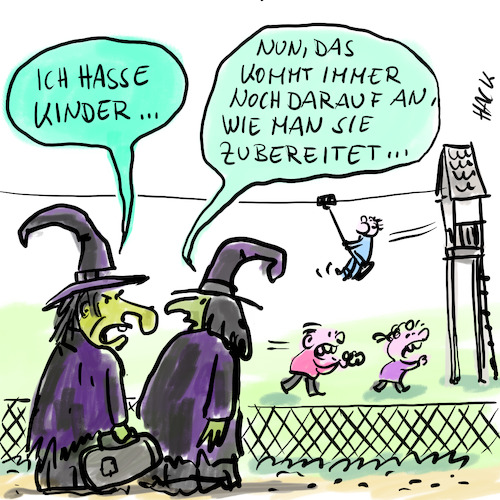 Cartoon: Kinder (medium) by ichglaubeshackt tagged kinder,spielplatz,eltern,kochen,lecker,essen,hexe