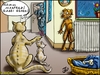 Cartoon: Die gemeine Judaskatze (small) by KritzelJo tagged hund katze regen unwetter mann haus familie körbchen knochen verrat verstecken
