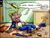 Cartoon: So eine faule Sau!! (small) by KritzelJo tagged schwein,sau,besoffen,nudelholz,regenschirm,rose,hut,flasche