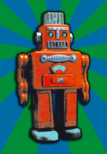 Cartoon: RED TIN ROBOT (medium) by zellaby tagged tin,robot,zellaby,collage,toy