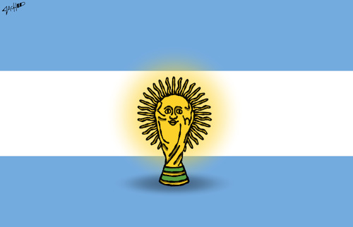 Cartoon: Argentina Wins World Cup (medium) by cartoonistzach tagged football,argentina,sports,football,argentina,sports