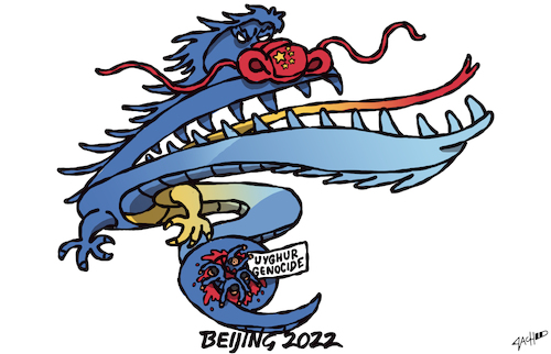 Cartoon: New Beijing 2022 Logo (medium) by cartoonistzach tagged china,human,rights,uyghur,olympics,logo,china,human,rights,uyghur,olympics,logo