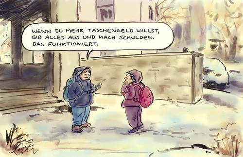 Cartoon: Griechische Methode (medium) by Bernd Zeller tagged griechenland,euro,krise