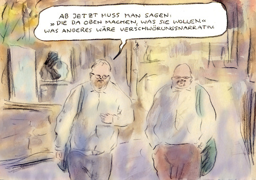 Cartoon: neues Narrativ (medium) by Bernd Zeller tagged verschwörung