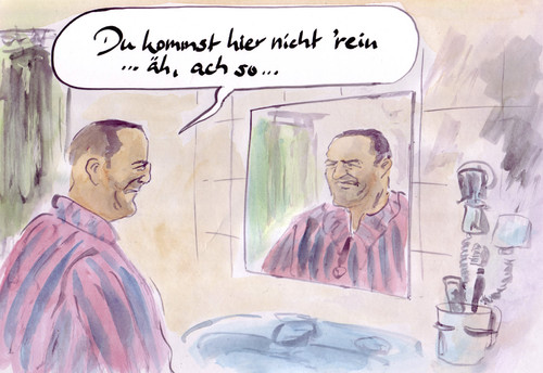 Cartoon: Türsteherroutine (medium) by Bernd Zeller tagged türsteher