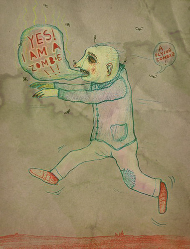 Cartoon: Flying Zombie (medium) by VLADIMIR tagged zombie,cartoon