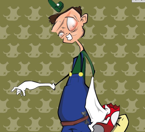 Cartoon: Luigi the forgotten brother (medium) by cami tagged luigi,super,mario,drogen,pilze,nintendo,bruder,brother