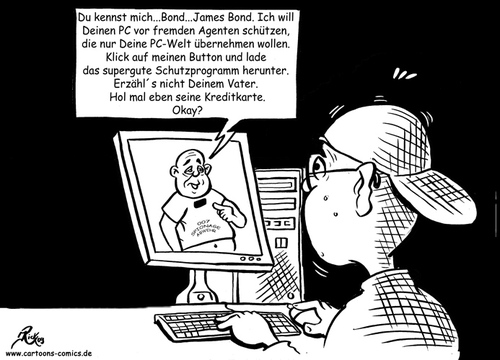 Cartoon: Computer-Cartoon No. 9 (medium) by Portraits-Karikaturen tagged cartoon,karikatur,illustration,cartoons,karikaturen,illustrationen,datenschutz,datenschützer,computer,pc,it,sicherheit
