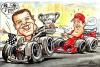 Cartoon: Formel 1 - GP Monaco - 2000 (small) by Portraits-Karikaturen tagged motorsport formel karikatur david coulthard mclaren mercedes michael schumacher ferrari gp monaco
