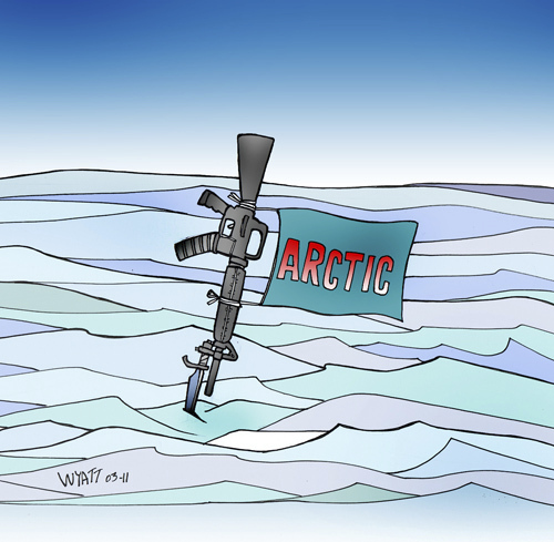 Cartoon: Bullets over ice (medium) by wyattsworld tagged arctic,military,canada,russia